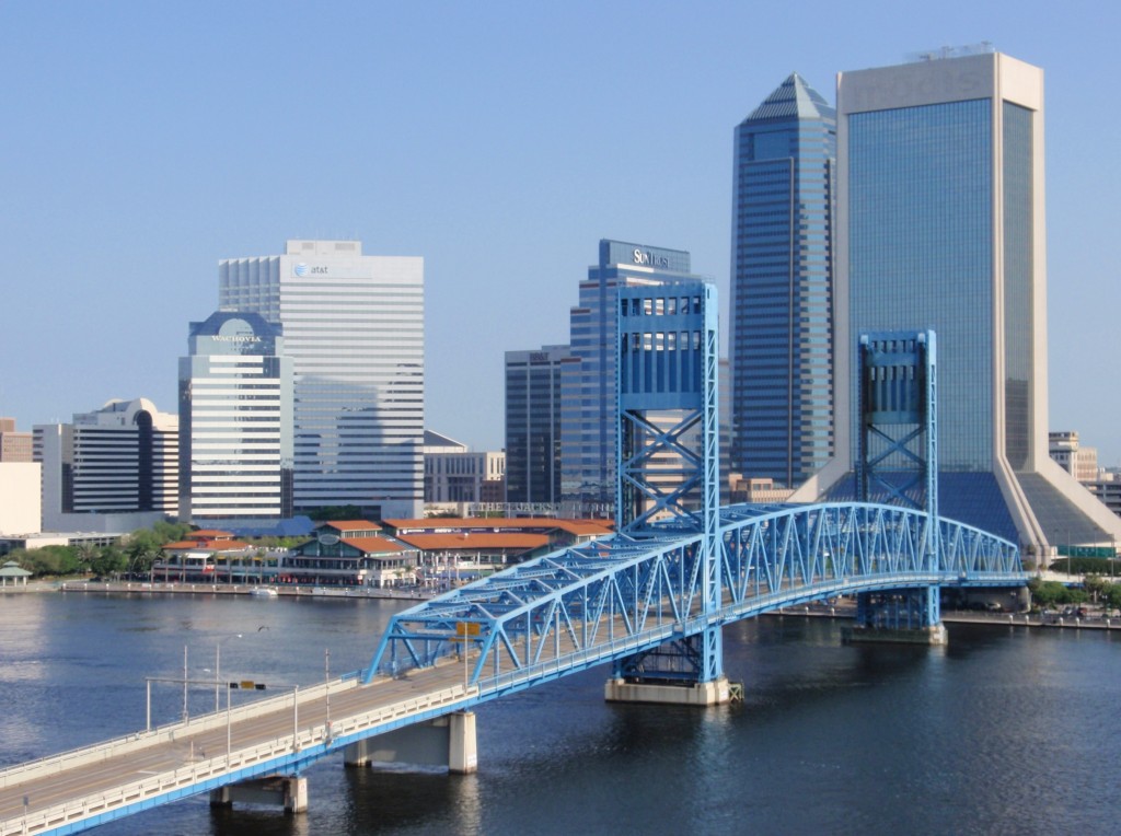 Jacksonville cityscape view on water